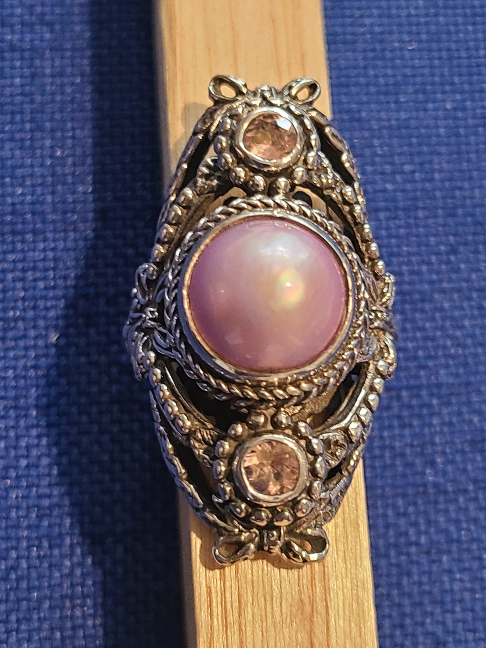 Sarda Cultured Pink Mabe Pearl And .62 Ctw Mystic Topaz Statement Ring